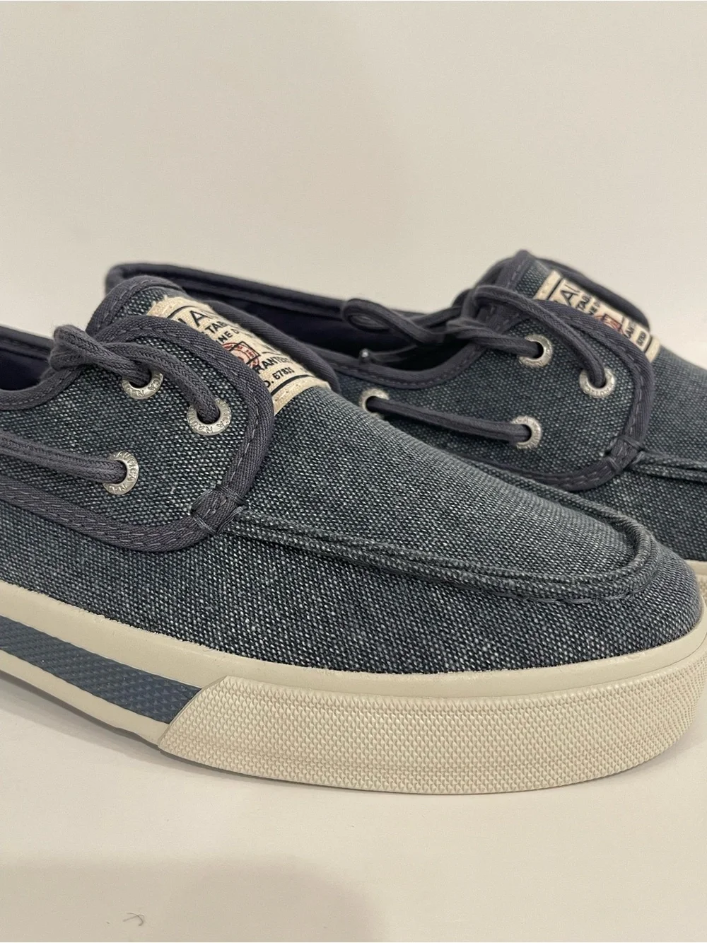 Nautica Men's Denim-Style Canvas Boat Shoes in Gray-Blue